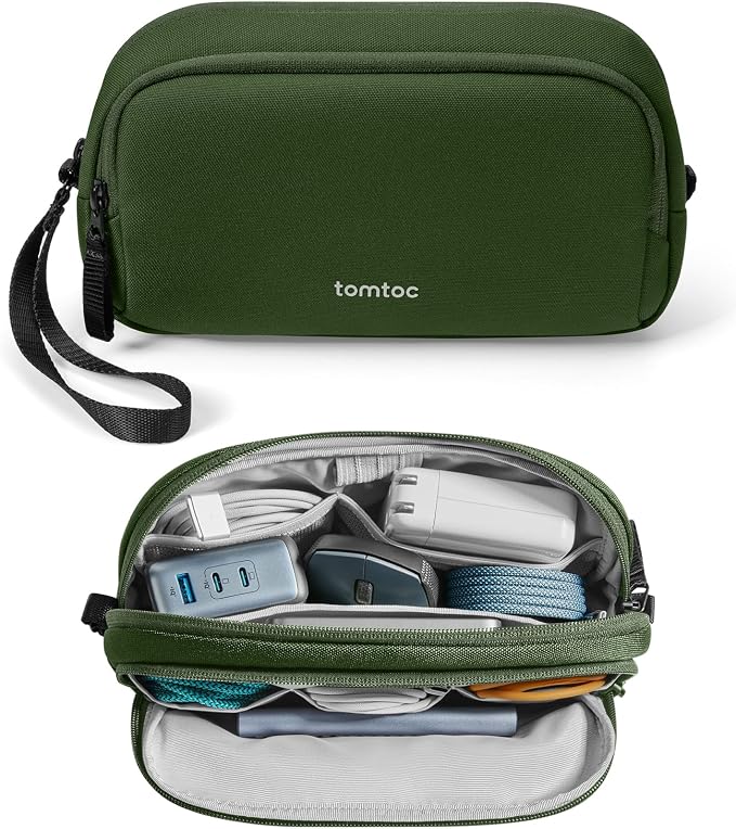 tomtoc Electronic Organizer Travel Case, Water Resistant Dual Compartment Tech by tomtoc