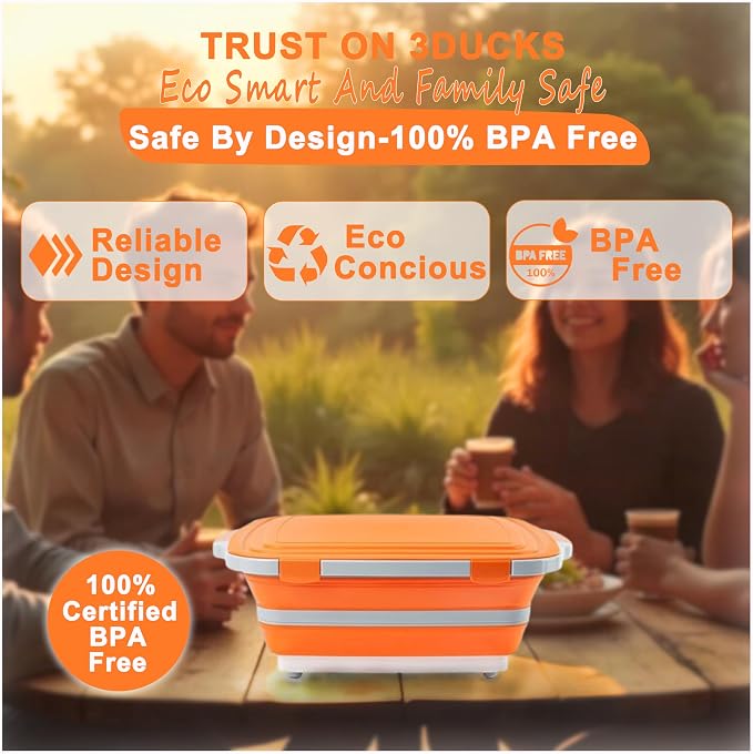 Collapsible BBQ Prep Tub16L Orange | Portable Meat Marinating Container - Image 6
