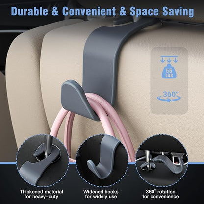 Amooca Car Seat Headrest Hook 4 Pack Hanger Universal Vehicle Car Storage - Image 3