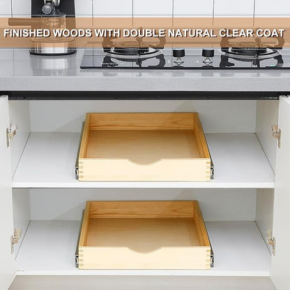 Menkxi 2 Set Pull out Tray Cabinet Organizer Wooden Pull Drawers storage Slide - Image 5