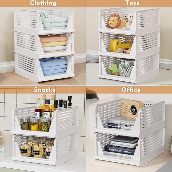 4 Pack Stackable Closet Storage Basket - Image 3