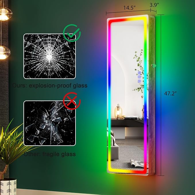 HNEBC LED Mirror Jewelry Cabinet - Image 10
