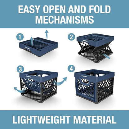 CleverMade Collapsible Milk Crate, 3PK - 25L Stackable Storage Bins - Image 6