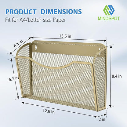 MINDEPOT Wall File Organizer, Hanging Wall File Holder, 6 Pack, Metal Mesh Wall - Image 2