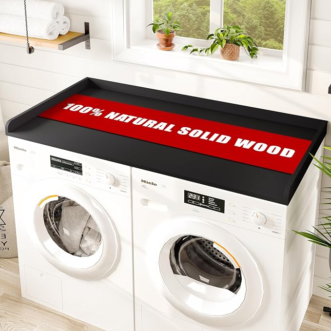 Avana (100% Natural Solid Wood Washer Dryer Countertop – Black Pine Laundry by AvanaHome