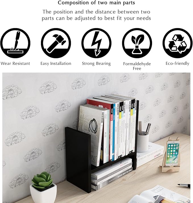 Jerry & Maggie Desktop Organizer Office Storage Rack Adjustable Wood Display - Image 9