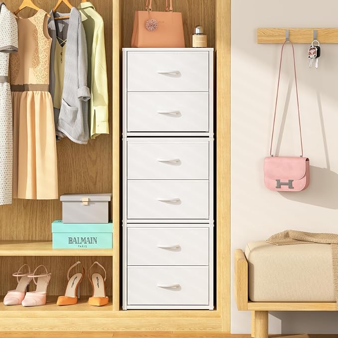 DAOUTIME 3-Pack Stackable Storage Drawers, Stackable Drawer Dresser by DAOUTIME