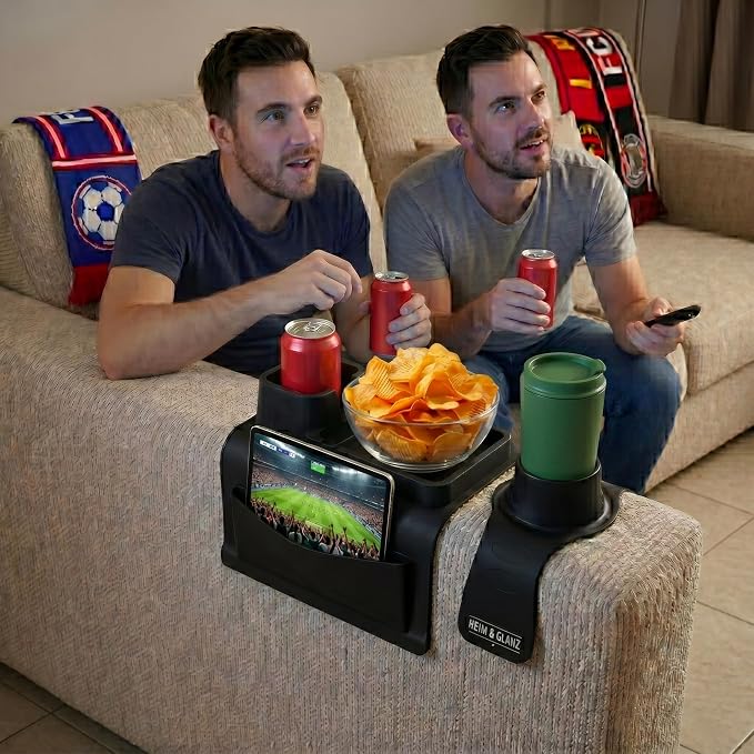 Heim & Glanz Silicone Couch Cup Holder Tray 2-Pack, Armrest Organizer - Image 2
