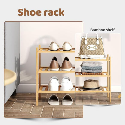Bamboo Shoe Rack Stackable Shoe Shelf Storage Organizer - Image 6