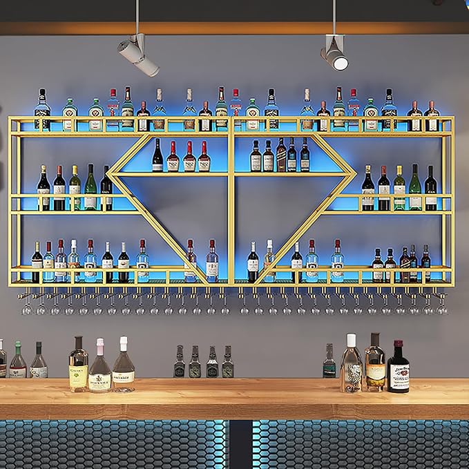 94.48in Metal Wine Rack Wall Mounted, Modern Wine Storage Rack Wall Mounted - Image 7