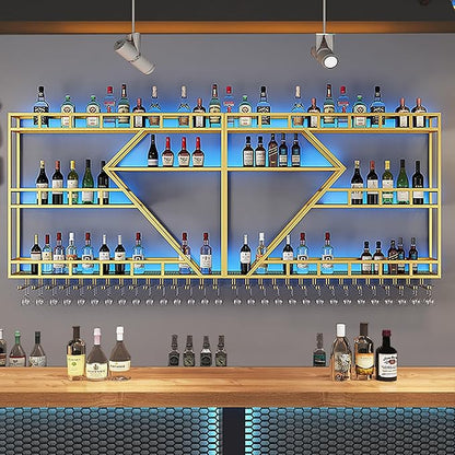 94.48in Metal Wine Rack Wall Mounted, Modern Wine Storage Rack Wall Mounted - Image 7