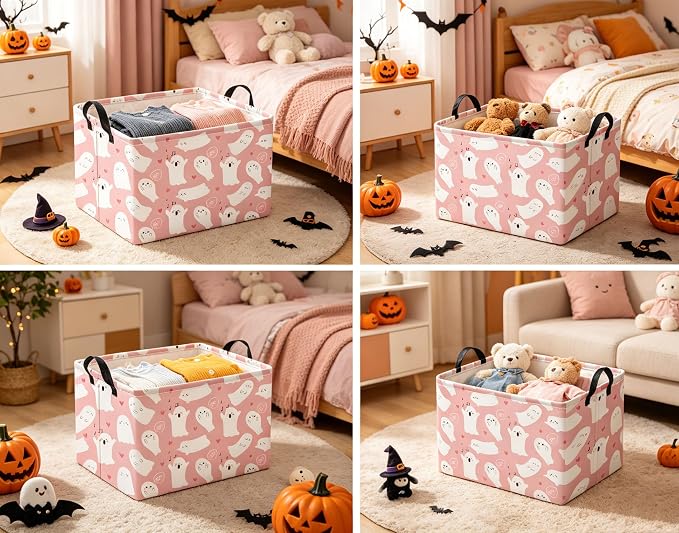 Halloween Basket Cute Baskets for Kids Pumpkin Basket Rectangular Storage Bin - Image 5