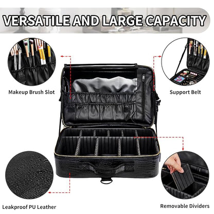gzcz Large Capacity Travel Makeup Case Organizer, Professional Cosmetic Bags - Image 5