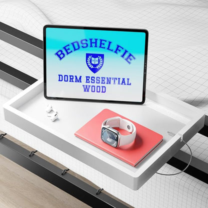 BedShelfie Wood Bedside Shelf for Bunk Bed & Top Bunk, College Dorm Room by BedShelfie