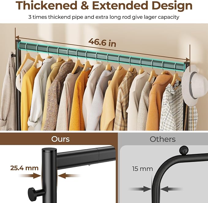 Clothes Clothing Rack, Rolling Heavy Duty Clothes Rack Load 420 LBS - Image 3