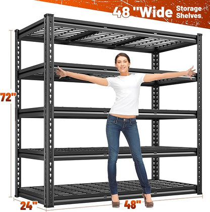 REIBII 48" W Garage Shelving 3000LBS Metal Shelving Heavy Duty Storage Shelves - Image 2