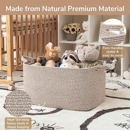 Goodpick Large Woven Storage Basket, 21.6" x 14.9" x 11.8" Blanket Basket - Image 6