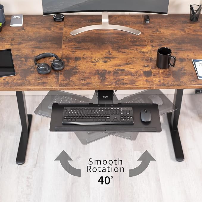 VIVO Adjustable Computer Keyboard and Mouse Platform Tray Deluxe Smooth Rolling - Image 5