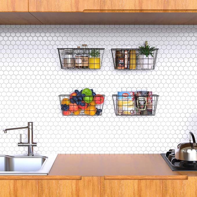 MaraFansie Over the Cabinet Door Organizer Wall Wire Baskets Hanging Kitchen - Image 3