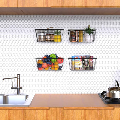 MaraFansie Over the Cabinet Door Organizer Wall Wire Baskets Hanging Kitchen - Image 3