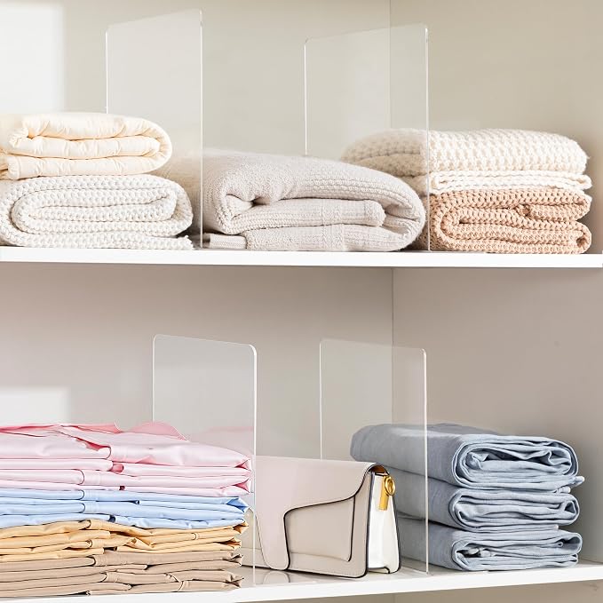 HBlife Acrylic Shelf Dividers for Closet Organization, 6 Pack 12 Inches Closet - Image 5
