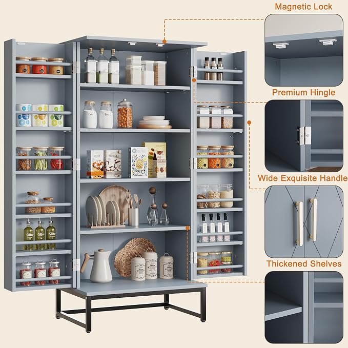 Saudism Pantry Cabinet, Large Cupboard - Image 7