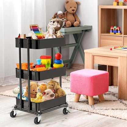 Simple Houseware 3-Tier Compact Utility Rolling Cart, Low 24” Height Fits Under - Image 5