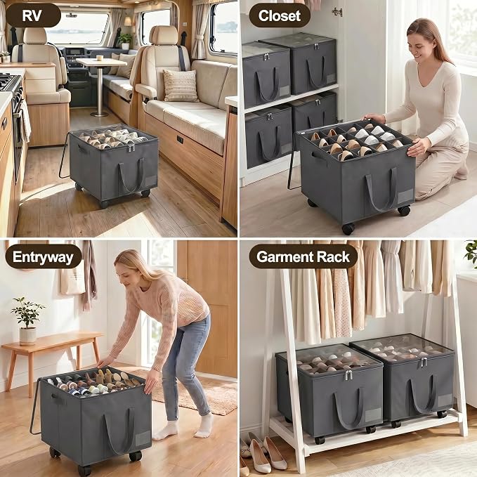 Large Shoe Organizer for Closet, 16 Pairs Shoe Storage Box - Image 6