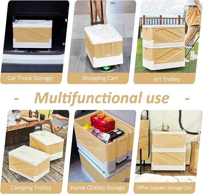 XCBYT 50L Foldable Rolling Crate, Storage Cart - Image 2
