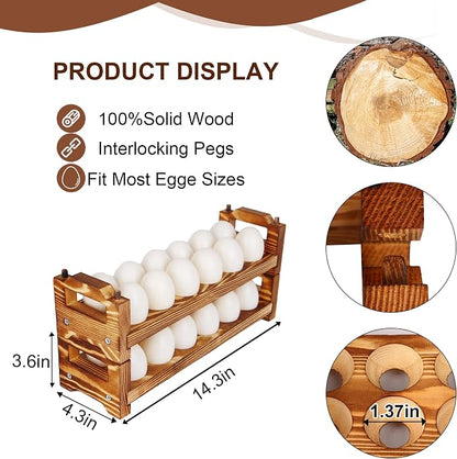CVHOMEDECO. Wooden Egg Holder Fresh Egg Holders Countertop Firewood Egg - Image 2