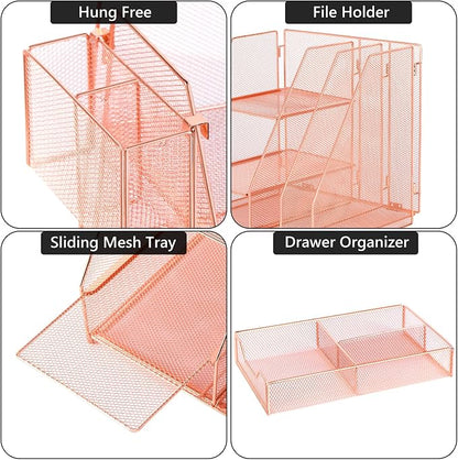 Topwey Rose Gold Desk Accessories, Office Supplies Desk Organizer Caddy - Image 5