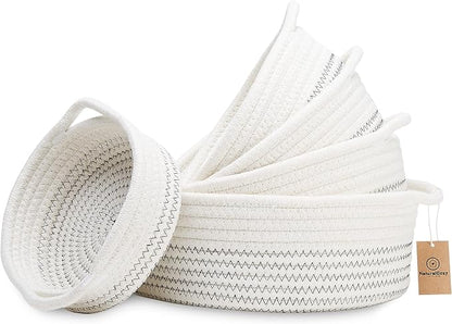 NaturalCozy 5-Piece Round Woven Cotton Rope Storage Baskets by NaturalCozy
