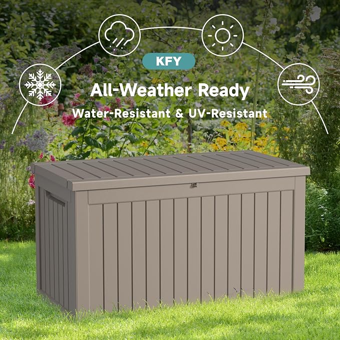 230 Gallon Waterproof Outdoor Storage Box, UV Resistant Resin Deck Box - Image 4