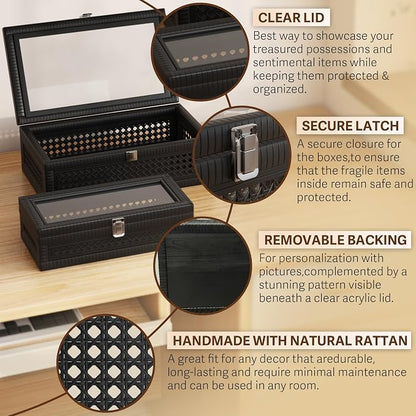 Rattan Decorative Box, Boho Display Boxes - Image 3