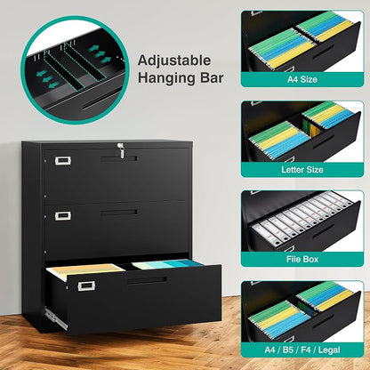 SISESOL 3 Drawer Lateral File Cabinet - Image 6
