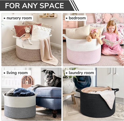 INDRESSME XXXLarge Blanket Basket 21.7" x 21.7" x 13.8" Woven Storage Baskets - Image 5