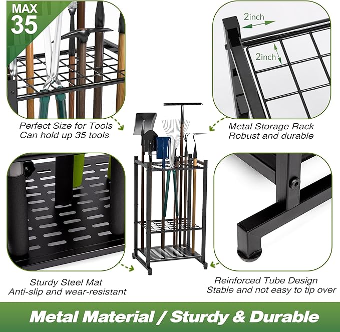 Garden Tool Organizer, Yard Tool Tower Rack - Image 3