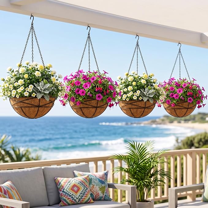4 Pack 12 Inch Hanging Planters - Image 7