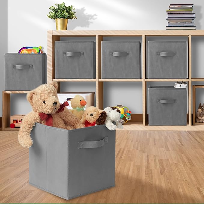 Casafield Set of 6 Collapsible Fabric Cube Storage Bins, Cubby Organizers & More - Image 5