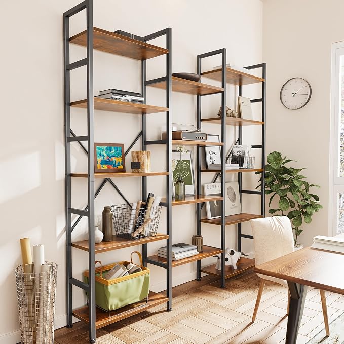 SUPERJARE Triple Bookshelf, Bookcase - Image 2