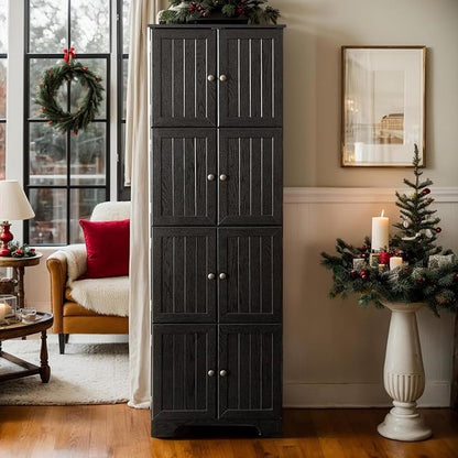 72" H Farmhouse Storage Cabinet, 4 Tier Kitchen Pantry Cabinet by Unknown
