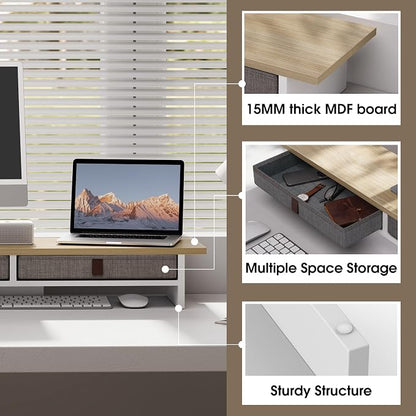 Fenge Monitor Stand with Drawer, 2 Tiers Dual Monitor Riser - Image 3