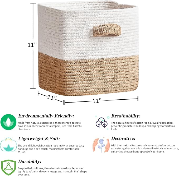 R RUNKA Storage Cube Baskets for Organizing -3 Pack -11 inch Square Baskets for - Image 2