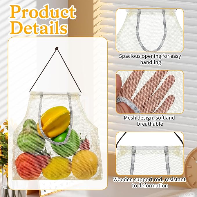 2PCS Hanging Mesh Storage Bags for Fruits, Vegetables, Garlic - Image 3