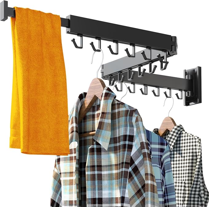 HEILAIYI Clothes Drying Rack for Laundry, Wall Mounted Clothes Hanger Rack by HEILAIYI