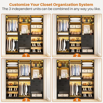 Unikito 75” Closet System with Drawers, 6.2FT Wood Closet Organizer with - Image 5