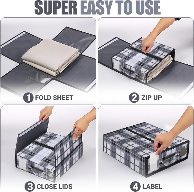 4 Pack Bed Sheet Organizer and Storage - Image 7