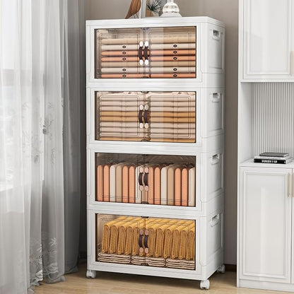 Storage Bins with Lids and Wheels, Collapsible Bathroom Storage Cabinet with by Unknown