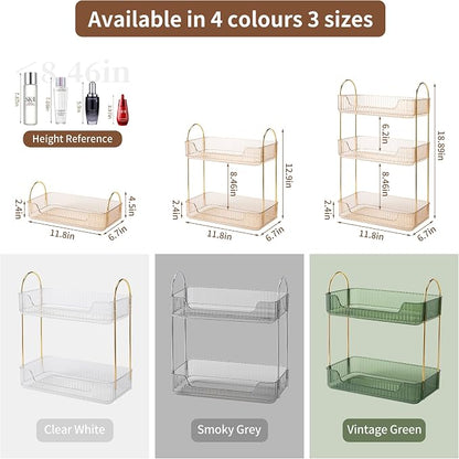2 Tier Bathroom Organizer Countertop Makeup Perfume Tray Skincare Organizer - Image 2