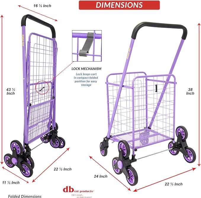 dbest Products Stair Climber Cruiser Cart Shopping Grocery Rolling Folding - Image 3